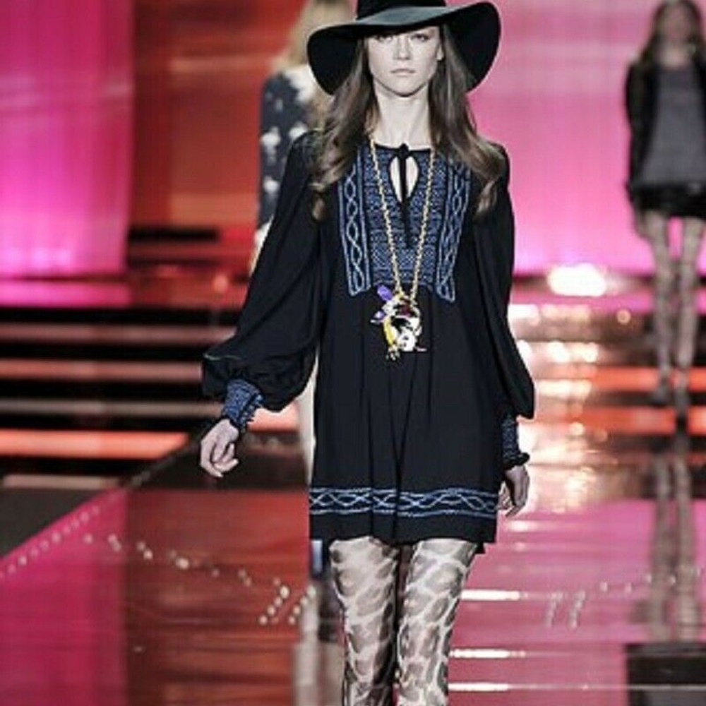 Roberto Cavalli Embroidered Peasant Shirt Dress 8